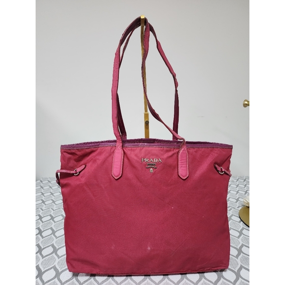 PRADA Nylon Leather Tote Bag Pink - Picture 1 of 16